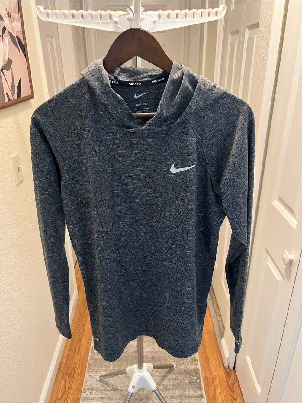 Nike Charcoal Gray Pullover Hoodie with White Swoosh